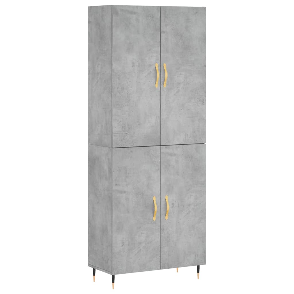 Hoge Kast 69,5X34X180 Cm Bewerkt Hout Betongrijs