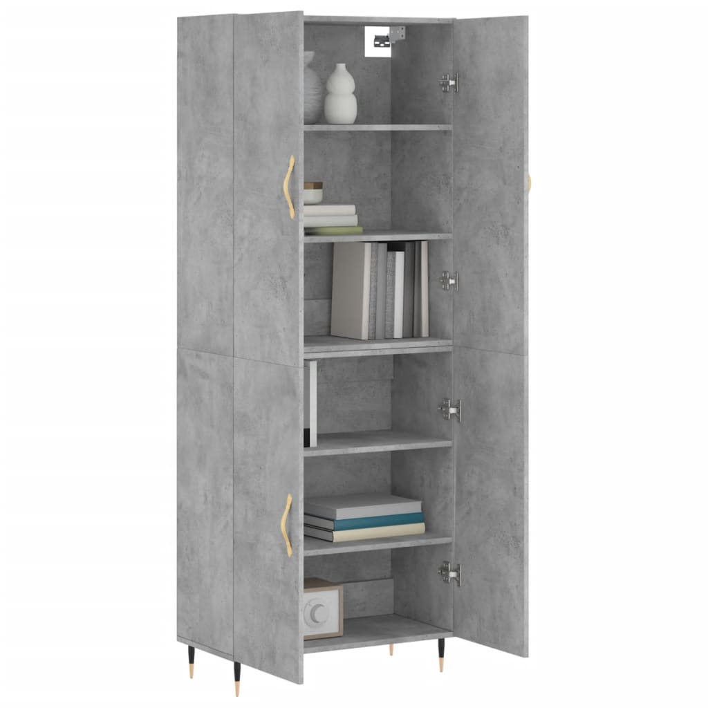 Hoge Kast 69,5X34X180 Cm Bewerkt Hout Betongrijs