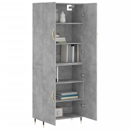 Hoge Kast 69,5X34X180 Cm Bewerkt Hout Betongrijs