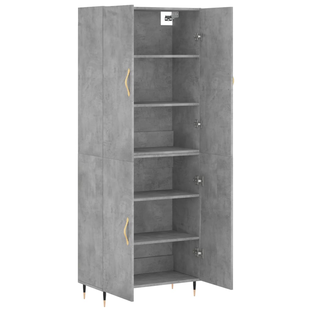 Hoge Kast 69,5X34X180 Cm Bewerkt Hout Betongrijs