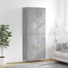 Hoge kast 69,5x34x180 cm bewerkt hout betongrijs