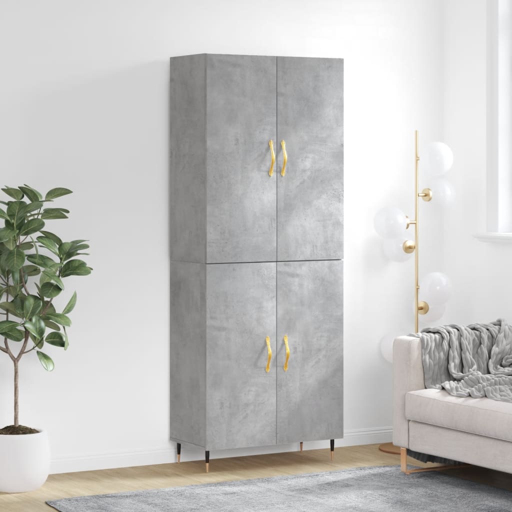 Hoge Kast 69,5X34X180 Cm Bewerkt Hout Betongrijs