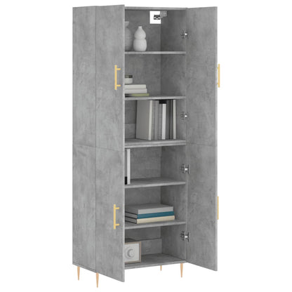 Hoge Kast 69,5X34X180 Cm Bewerkt Hout Betongrijs