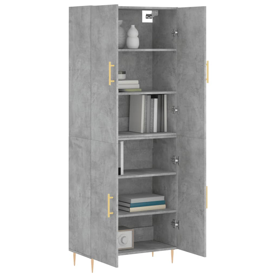 Hoge Kast 69,5X34X180 Cm Bewerkt Hout Betongrijs