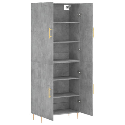 Hoge Kast 69,5X34X180 Cm Bewerkt Hout Betongrijs