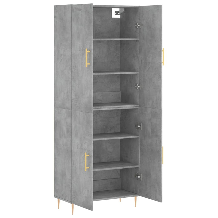Hoge Kast 69,5X34X180 Cm Bewerkt Hout Betongrijs
