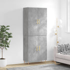 Hoge kast 69,5x34x180 cm bewerkt hout betongrijs