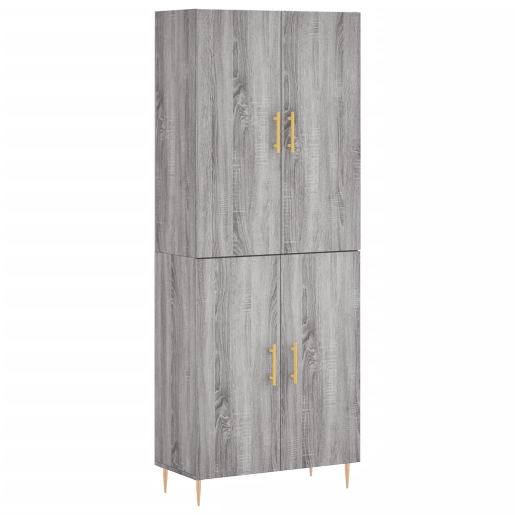 Hoge Kast 69,5X34X180 Cm Bewerkt Hout Grijs Sonoma Eikenkleurig