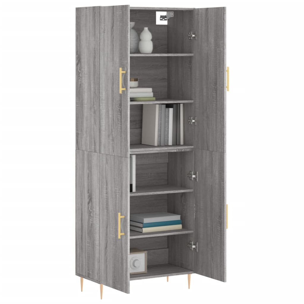 Hoge Kast 69,5X34X180 Cm Bewerkt Hout Grijs Sonoma Eikenkleurig