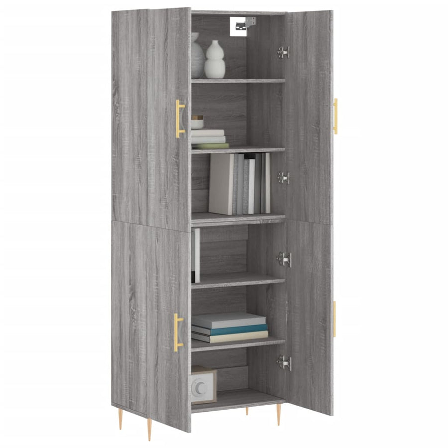 Hoge Kast 69,5X34X180 Cm Bewerkt Hout Grijs Sonoma Eikenkleurig