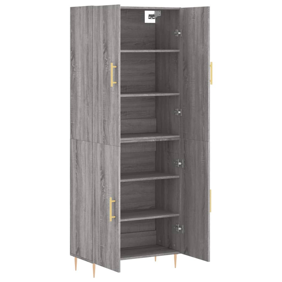 Hoge Kast 69,5X34X180 Cm Bewerkt Hout Grijs Sonoma Eikenkleurig