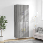 Hoge kast 69,5x34x180 cm bewerkt hout grijs