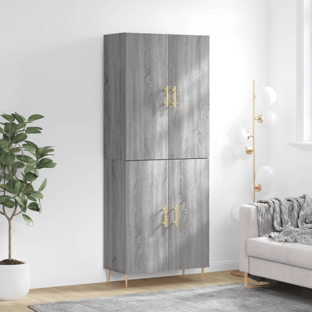 Hoge Kast 69,5X34X180 Cm Bewerkt Hout Grijs Sonoma Eikenkleurig