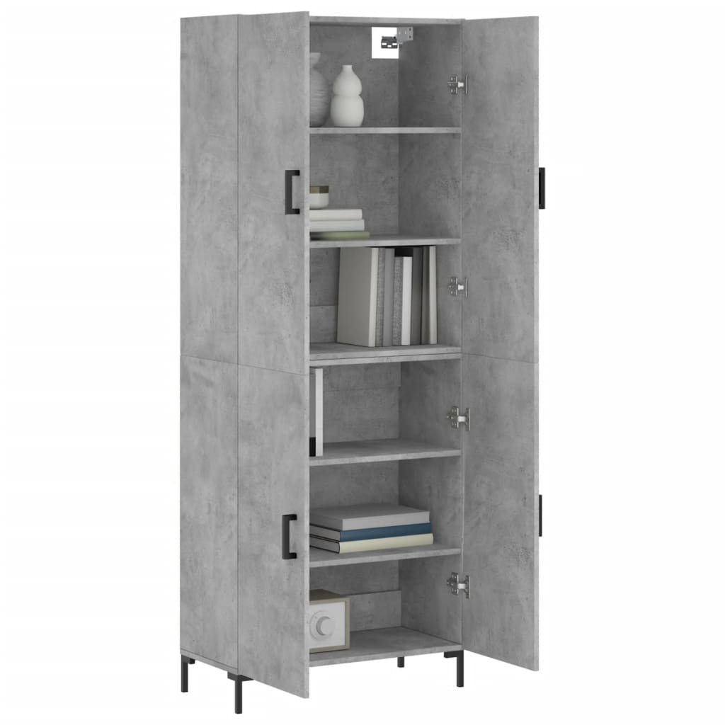 Hoge Kast 69,5X34X180 Cm Bewerkt Hout Betongrijs