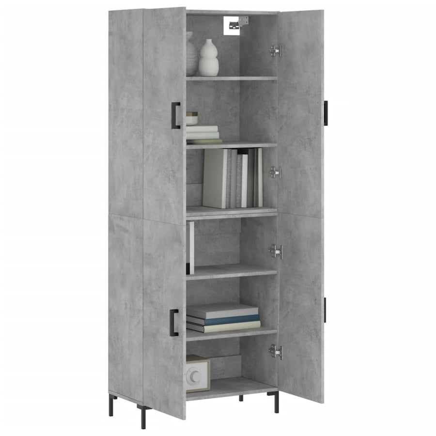 Hoge Kast 69,5X34X180 Cm Bewerkt Hout Betongrijs