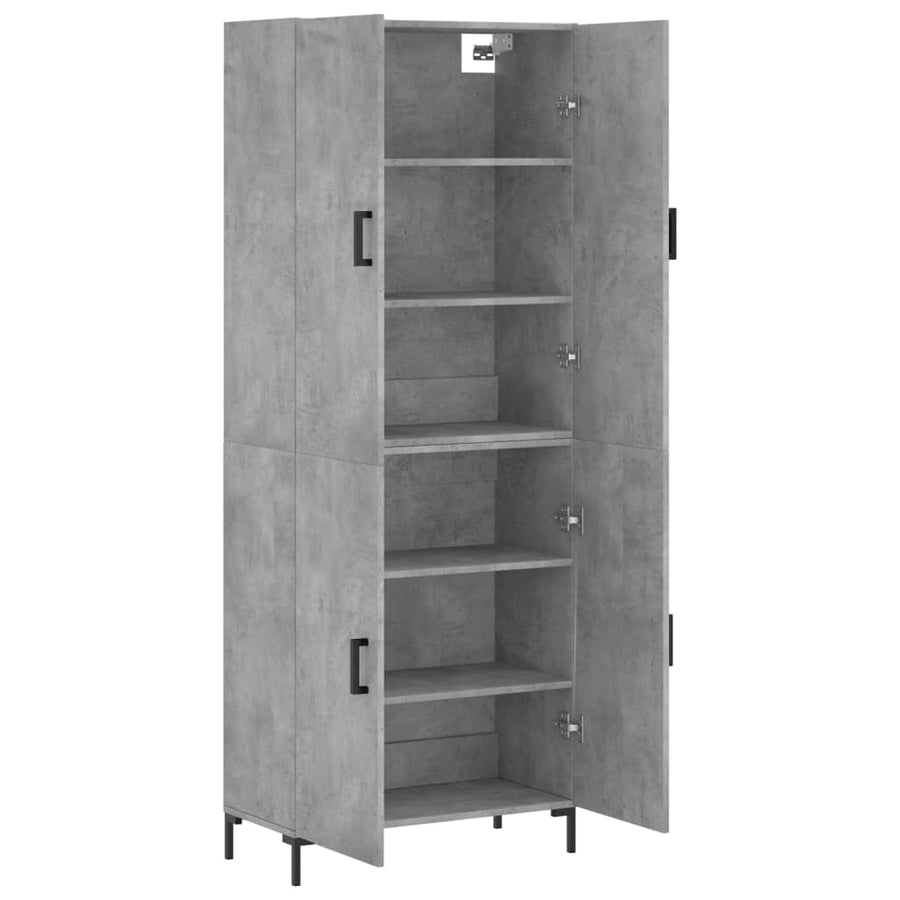Hoge Kast 69,5X34X180 Cm Bewerkt Hout Betongrijs