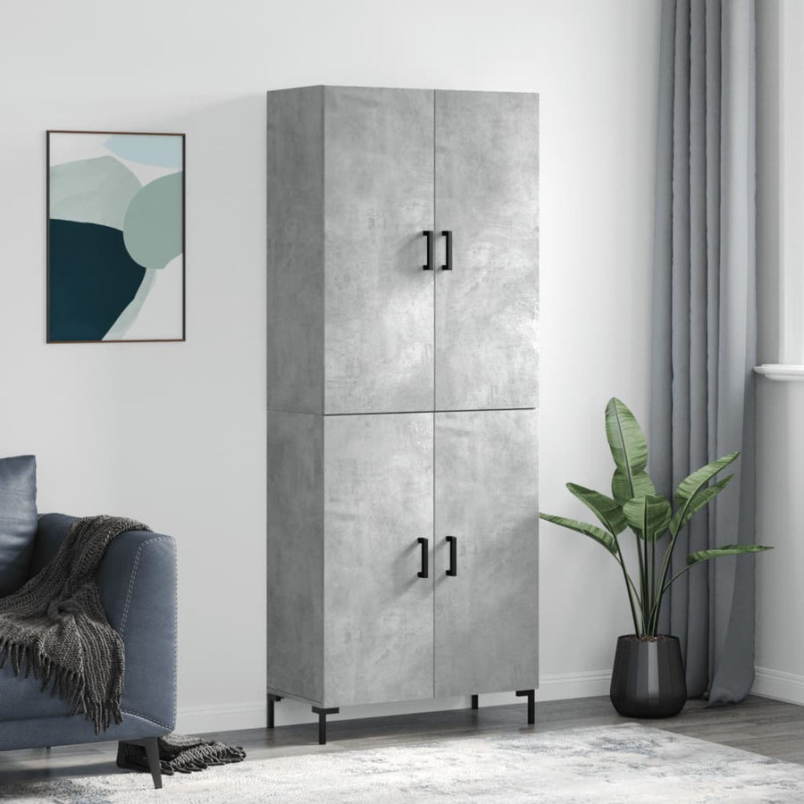 Hoge Kast 69,5X34X180 Cm Bewerkt Hout Betongrijs