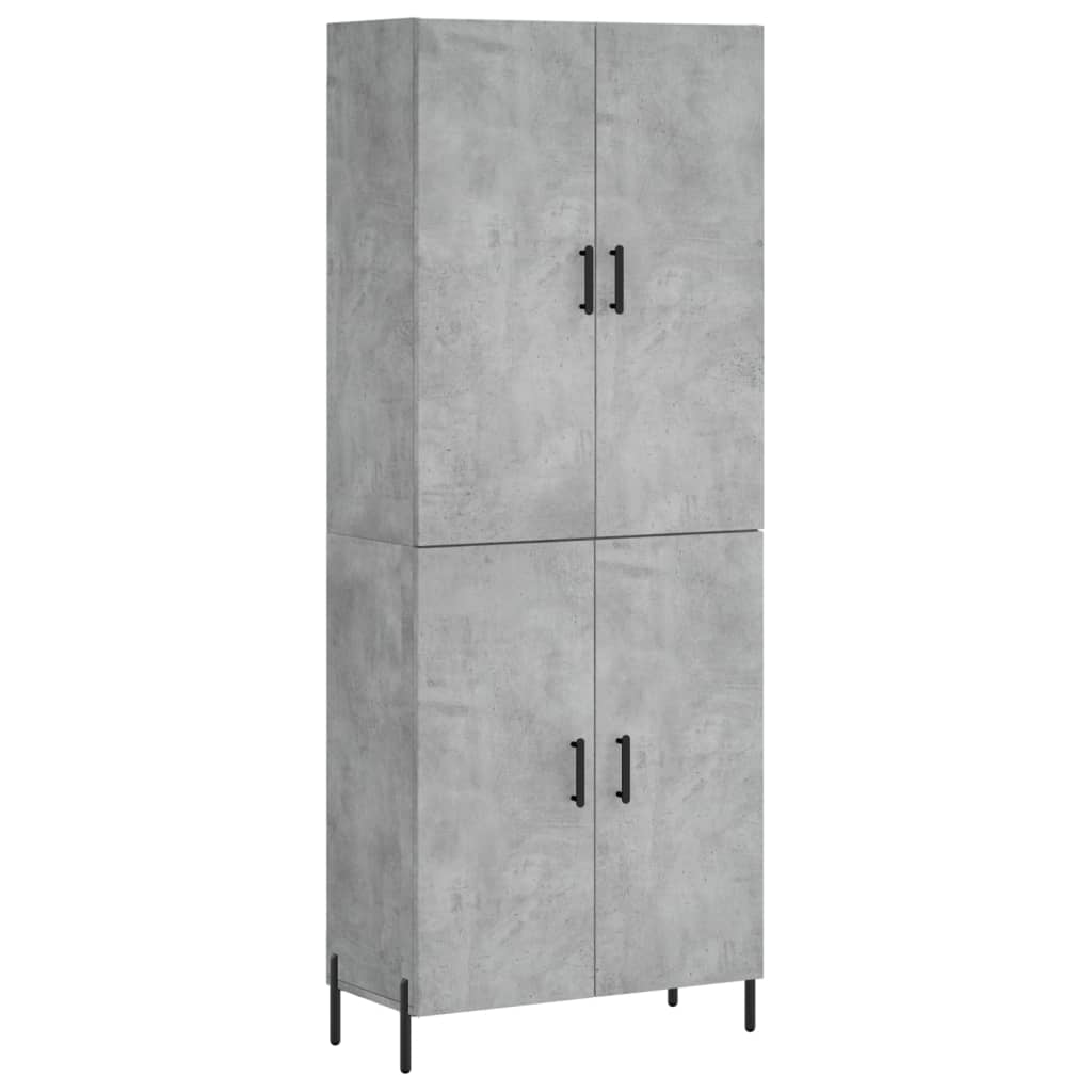 Hoge kast 69,5x34x180 cm bewerkt hout betongrijs