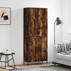 Hoge kast 69,5x34x180 cm bewerkt hout gerookt eiken