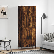 Hoge kast 69,5x34x180 cm bewerkt hout gerookt eiken