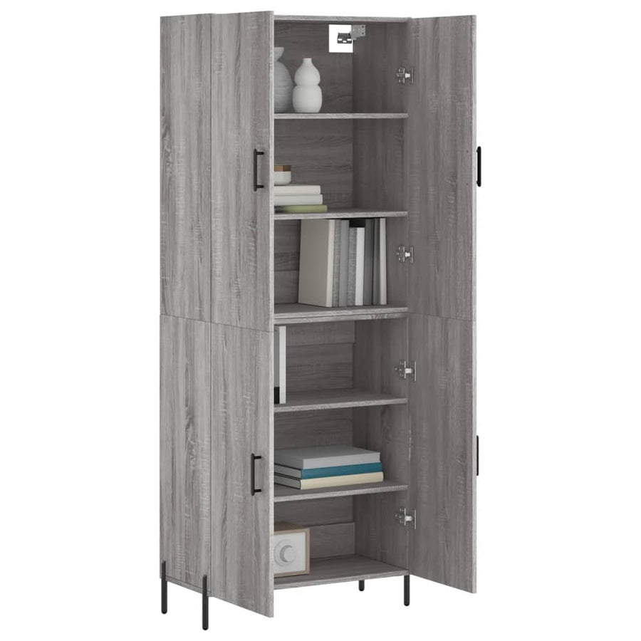 Hoge Kast 69,5X34X180 Cm Bewerkt Hout Eikenkleurig Grijs sonoma