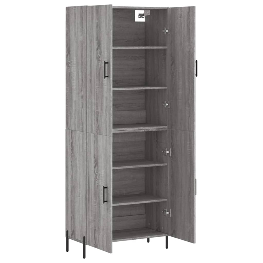 Hoge Kast 69,5X34X180 Cm Bewerkt Hout Eikenkleurig Grijs sonoma