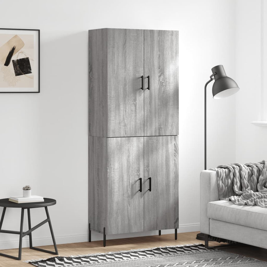 Hoge Kast 69,5X34X180 Cm Bewerkt Hout Eikenkleurig Grijs sonoma