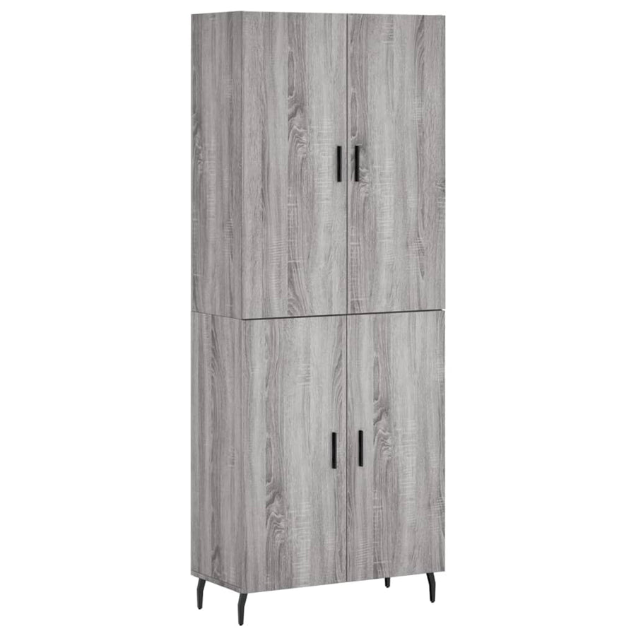Hoge Kast 69,5X34X180 Cm Bewerkt Hout Eikenkleurig Grijs sonoma