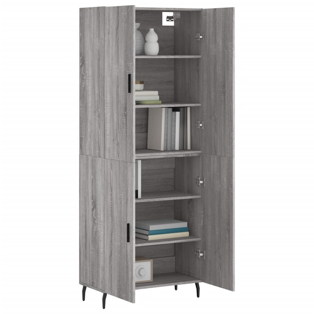 Hoge Kast 69,5X34X180 Cm Bewerkt Hout Eikenkleurig Grijs sonoma