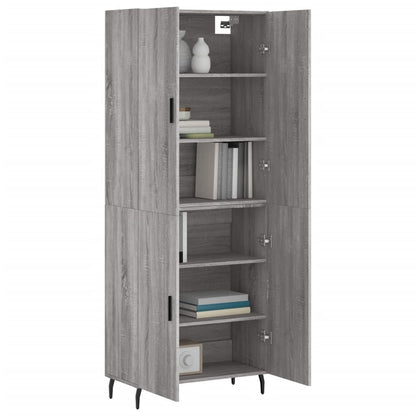 Hoge Kast 69,5X34X180 Cm Bewerkt Hout Eikenkleurig Grijs sonoma