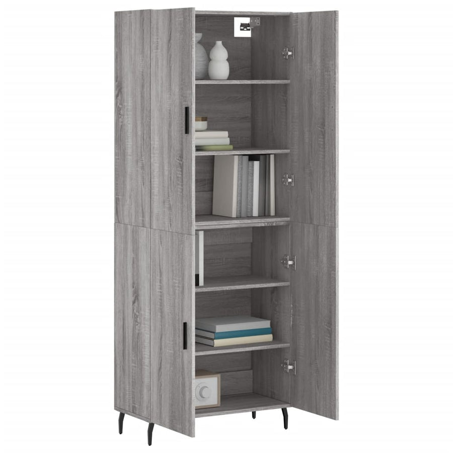 Hoge Kast 69,5X34X180 Cm Bewerkt Hout Eikenkleurig Grijs sonoma