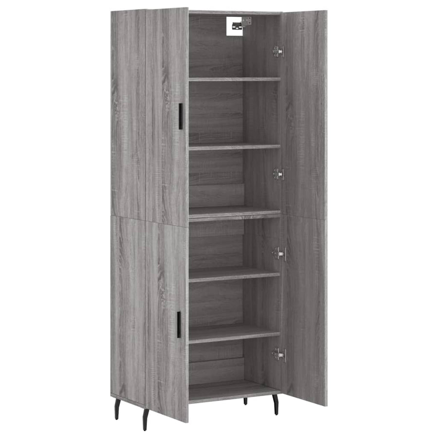 Hoge Kast 69,5X34X180 Cm Bewerkt Hout Eikenkleurig Grijs sonoma