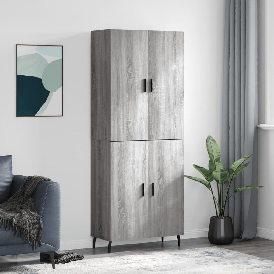 Hoge Kast 69,5X34X180 Cm Bewerkt Hout Eikenkleurig Grijs sonoma