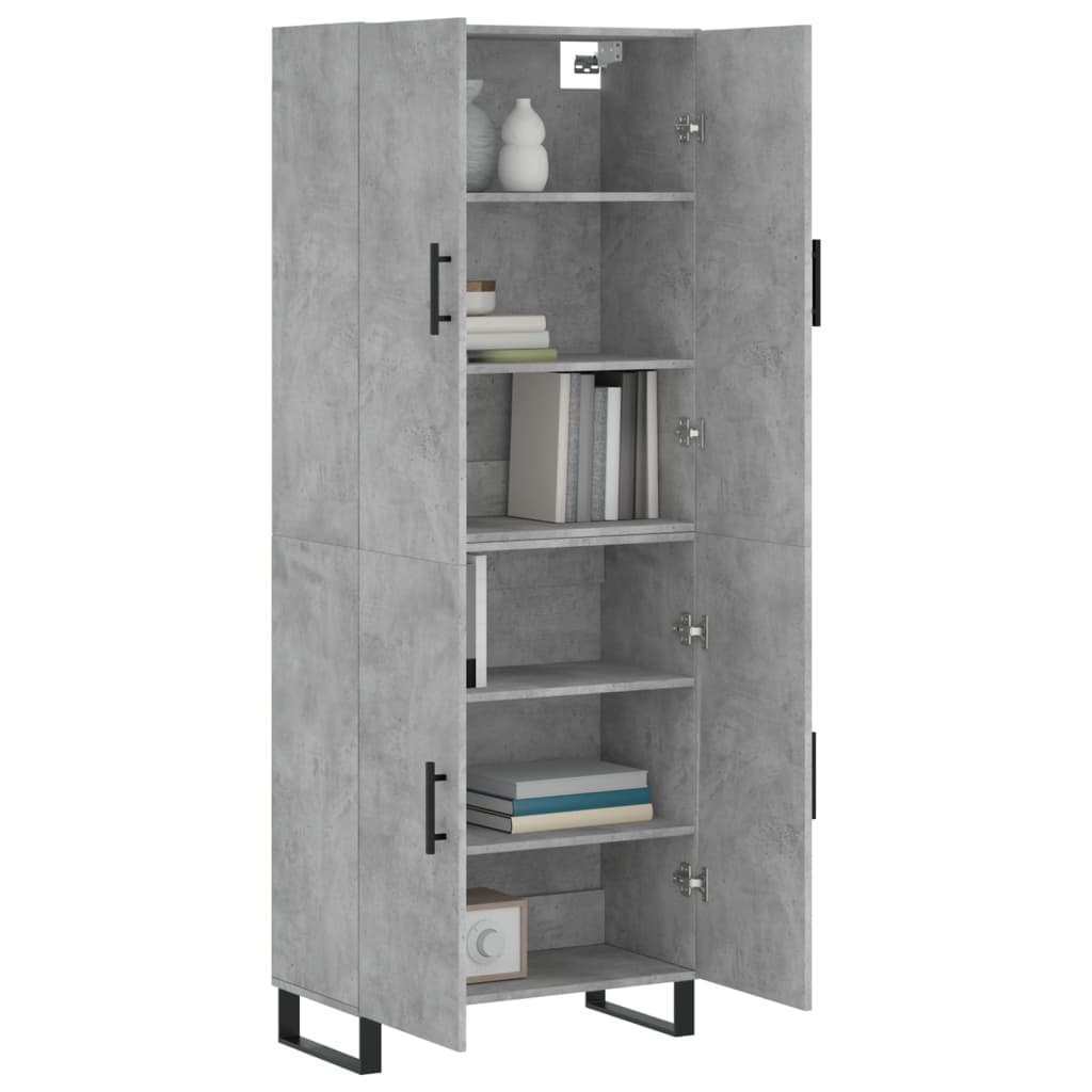 Hoge Kast 69,5X34X180 Cm Bewerkt Hout Betongrijs