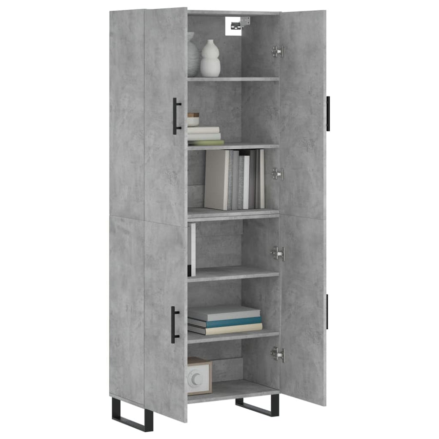 Hoge Kast 69,5X34X180 Cm Bewerkt Hout Betongrijs