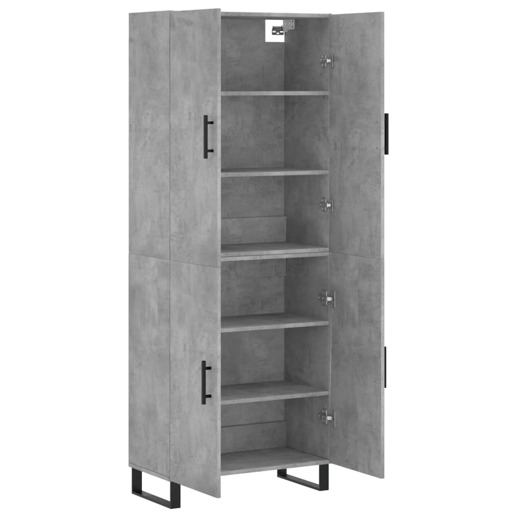 Hoge Kast 69,5X34X180 Cm Bewerkt Hout Betongrijs