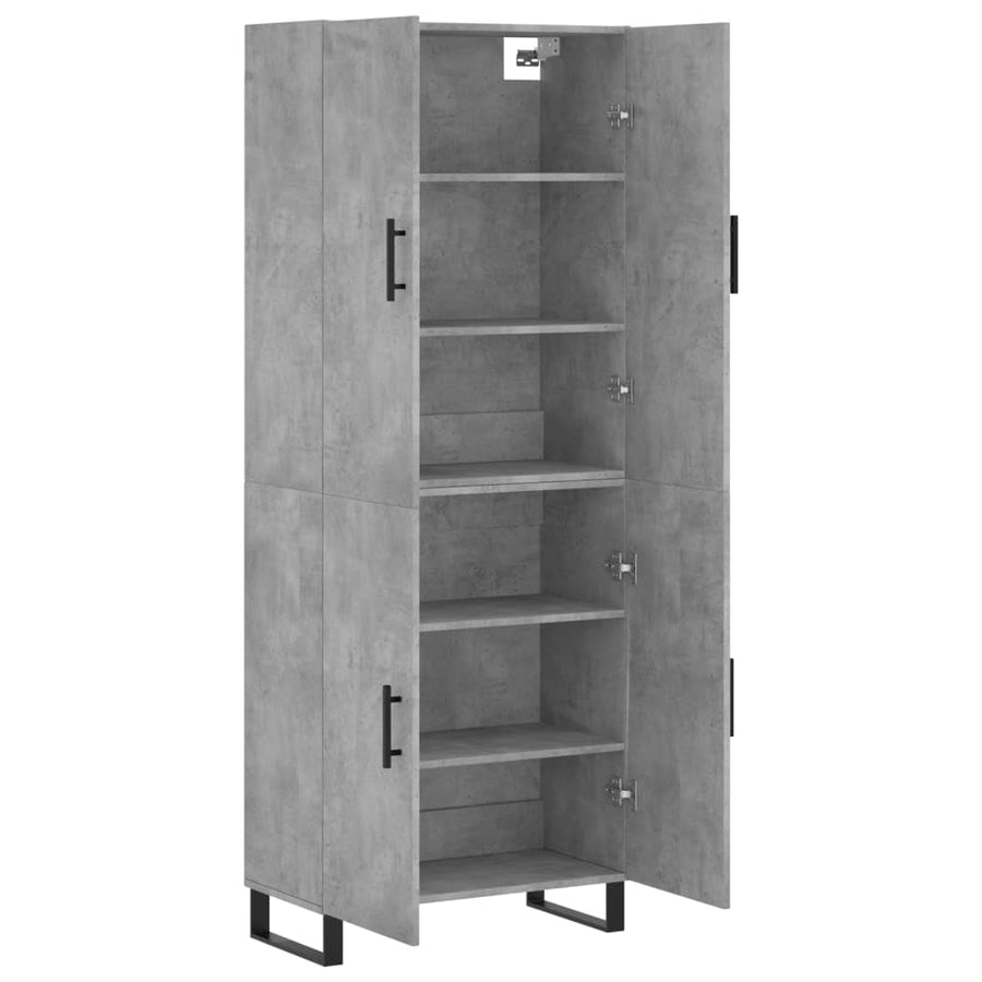 Hoge Kast 69,5X34X180 Cm Bewerkt Hout Betongrijs