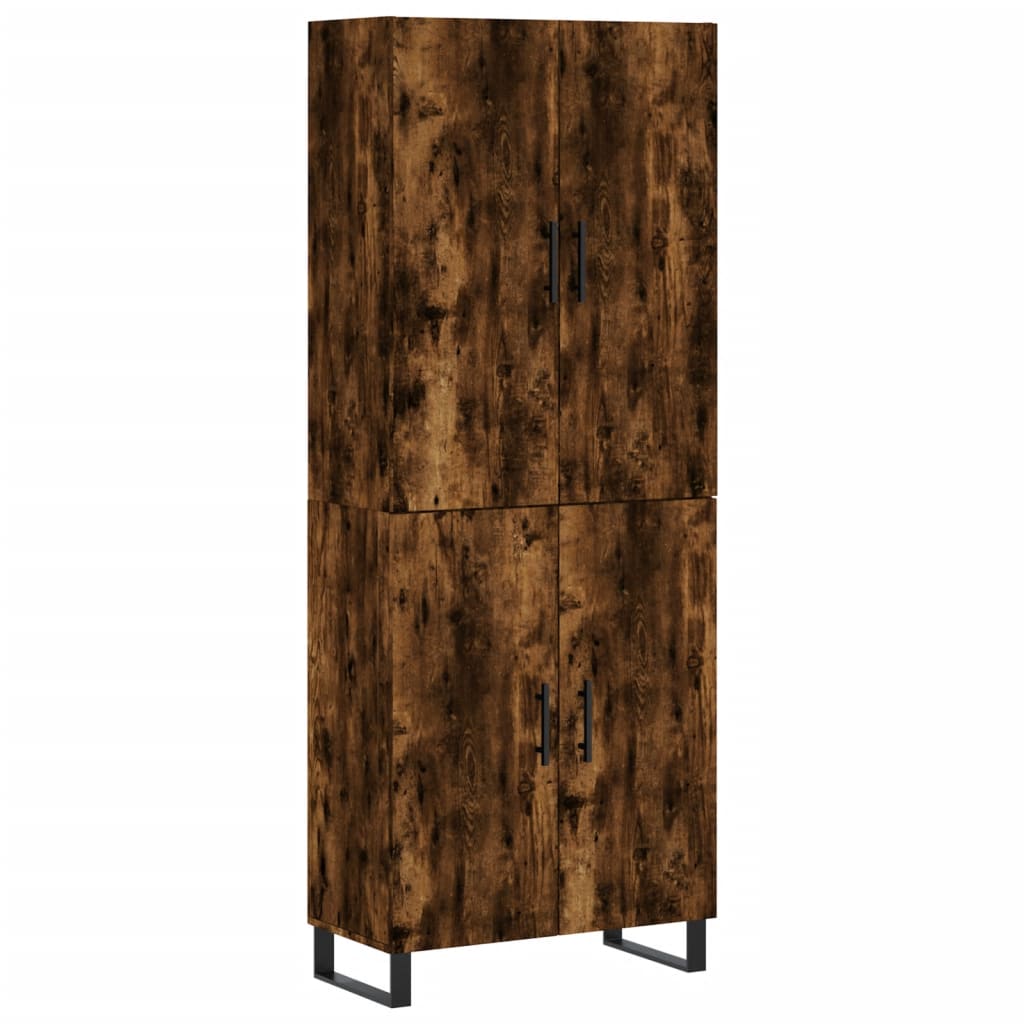Hoge Kast 69,5X34X180 Cm Bewerkt Hout Gerookt Eikenkleurig