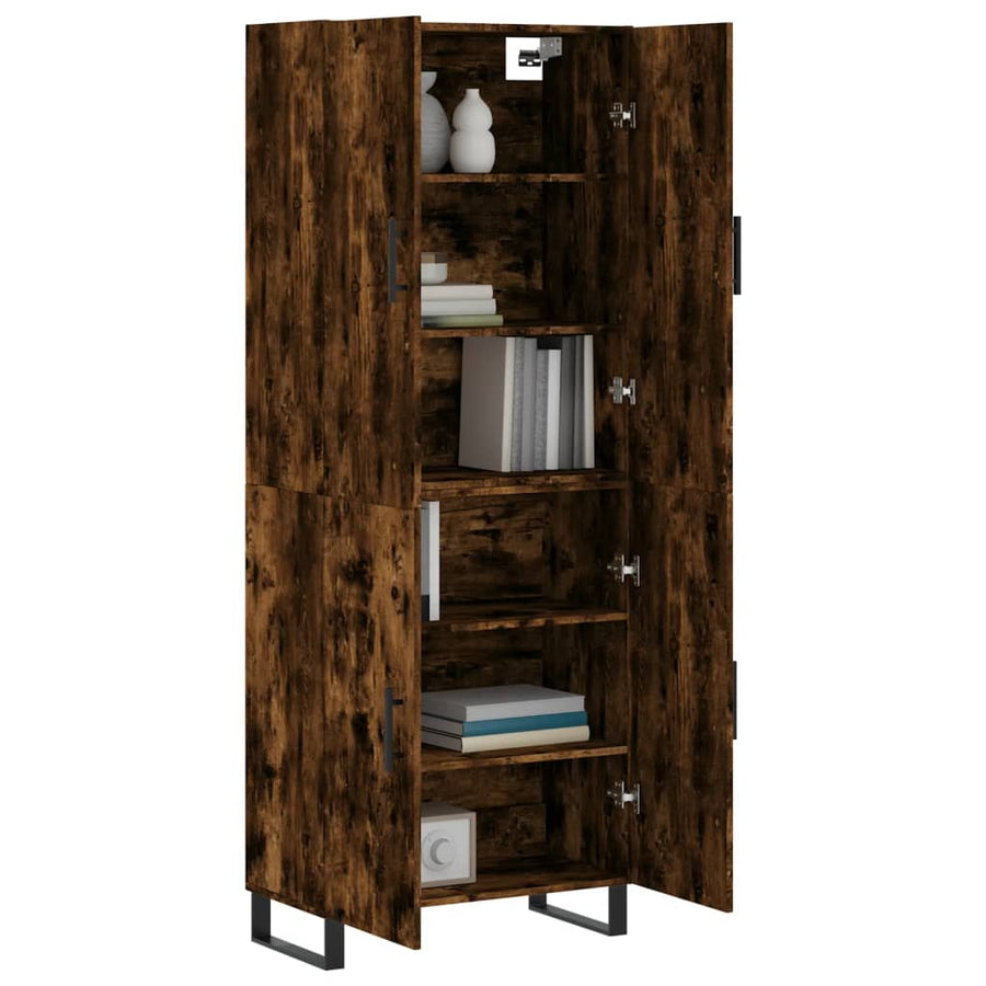 Hoge Kast 69,5X34X180 Cm Bewerkt Hout Gerookt Eikenkleurig