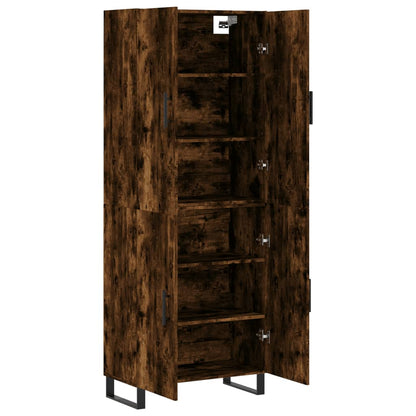 Hoge Kast 69,5X34X180 Cm Bewerkt Hout Gerookt Eikenkleurig