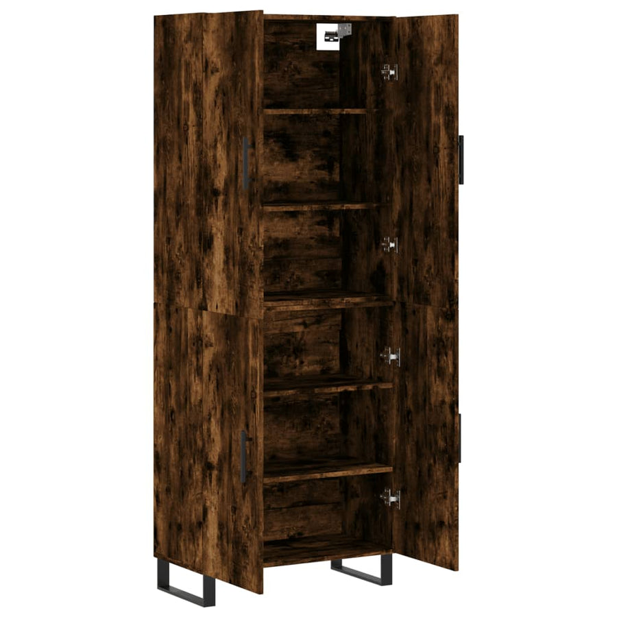 Hoge Kast 69,5X34X180 Cm Bewerkt Hout Gerookt Eikenkleurig