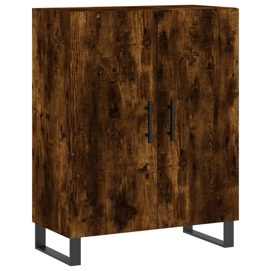 Hoge Kast 69,5X34X180 Cm Bewerkt Hout Gerookt Eikenkleurig