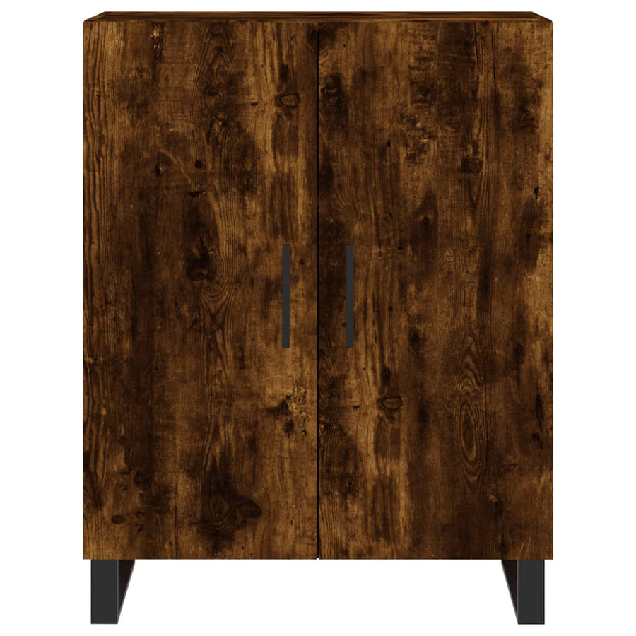 Hoge Kast 69,5X34X180 Cm Bewerkt Hout Gerookt Eikenkleurig