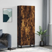 Hoge kast 69,5x34x180 cm bewerkt hout gerookt eiken
