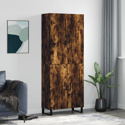 Hoge Kast 69,5X34X180 Cm Bewerkt Hout Gerookt Eikenkleurig