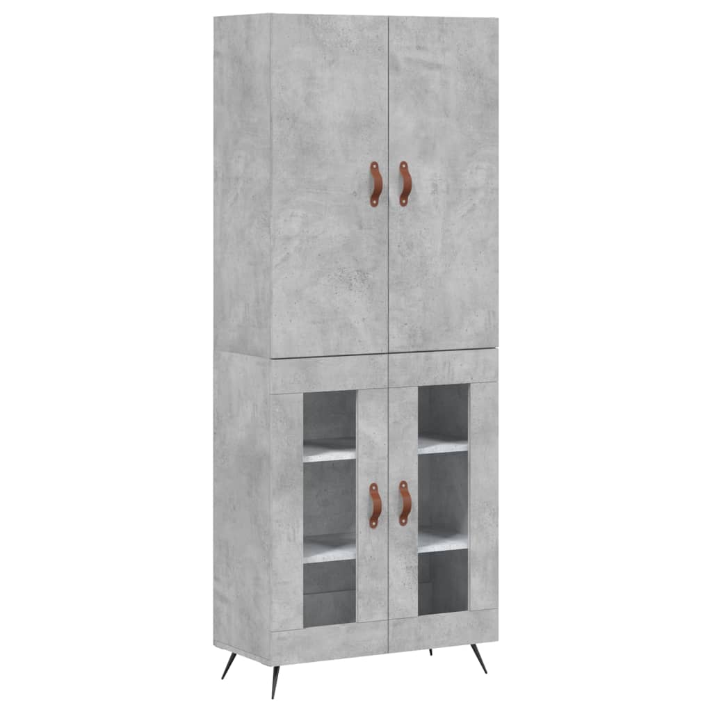 Hoge Kast 69,5X34X180 Cm Bewerkt Hout Betongrijs