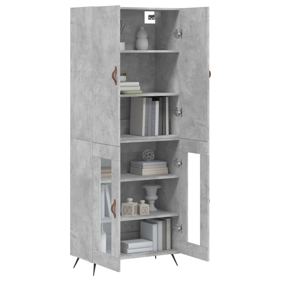Hoge Kast 69,5X34X180 Cm Bewerkt Hout Betongrijs