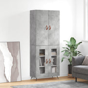 Tall cabinet 69.5x34x180 cm treated wood concrete grey