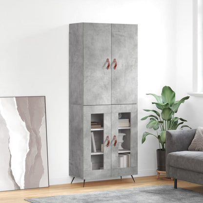Hoge Kast 69,5X34X180 Cm Bewerkt Hout Betongrijs