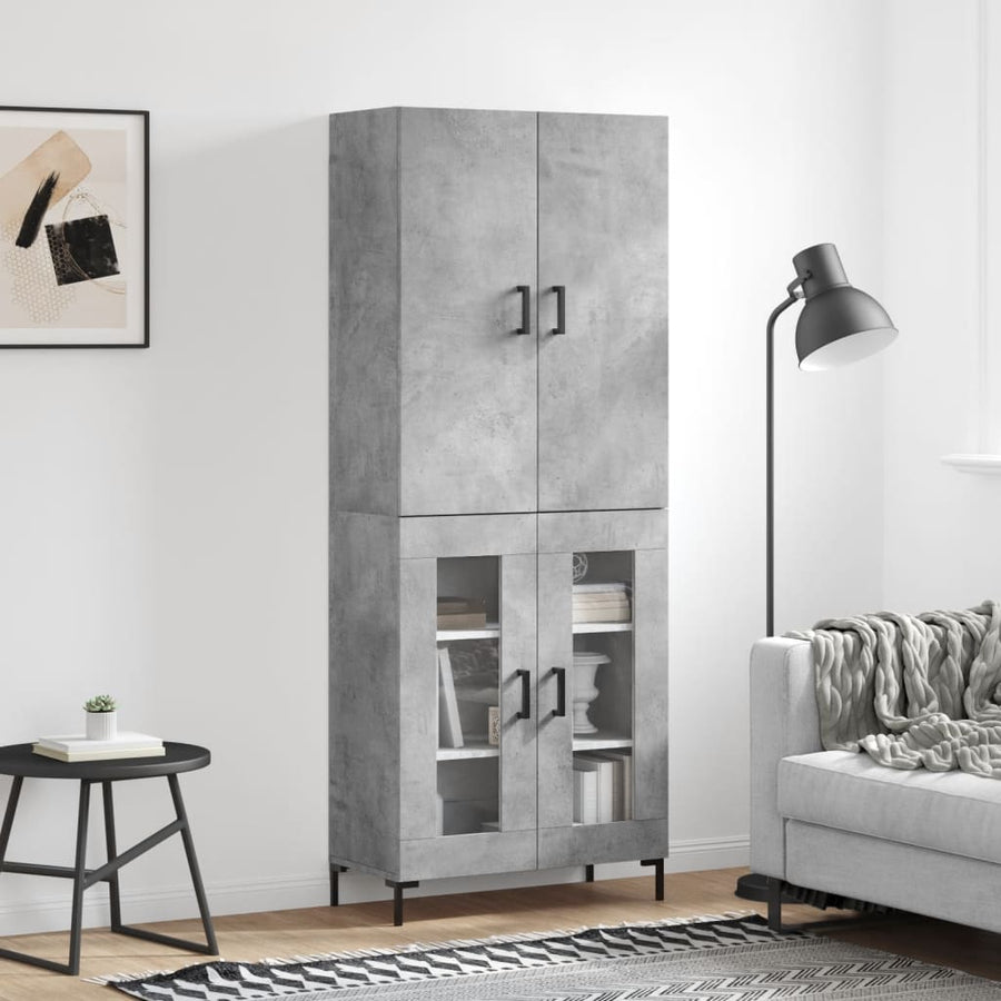 Hoge Kast 69,5X34X180 Cm Bewerkt Hout Betongrijs